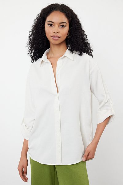 Trendyol Collection Linen Woven Shirt Ecru - TWOSS24GO00217