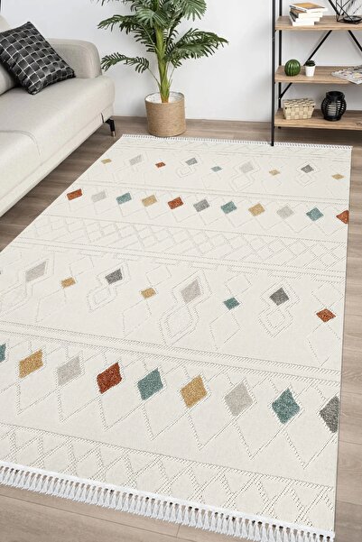 HBC Mudo Koleksiyonu Dekoratif Örgü ve Makine Dokuma Yumuşak Salon Kilim Mutfak Makine Halısı