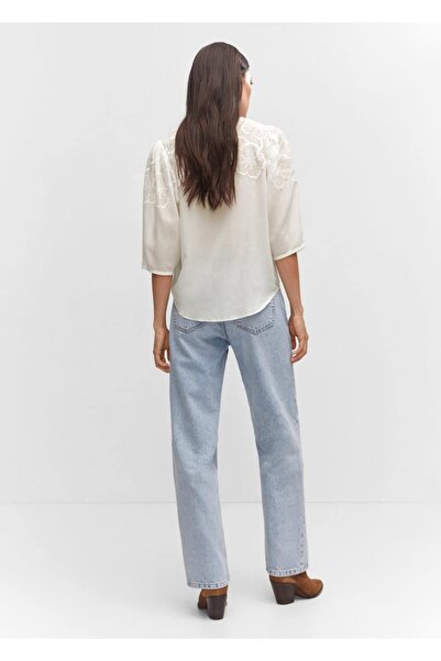 MANGO Woman Çiçek işlemeli bluz