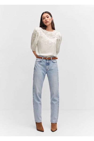 MANGO Woman Blouse with floral embroidery