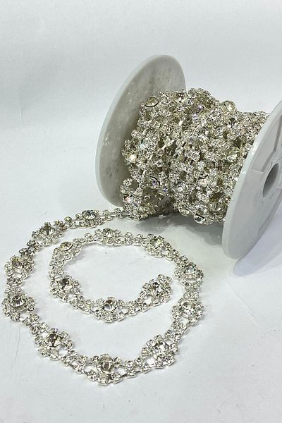 Hayalperest boncuk Flower Motif Stoned Ribbon 1 Mt