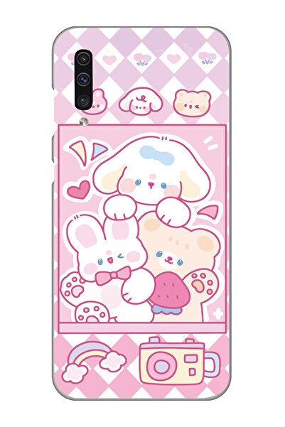 SUPER FRAME Samsung Galaxy A70 Uyumlu Tatlı Ayıcıklar Tasarımlı Şeffaf Telefo...