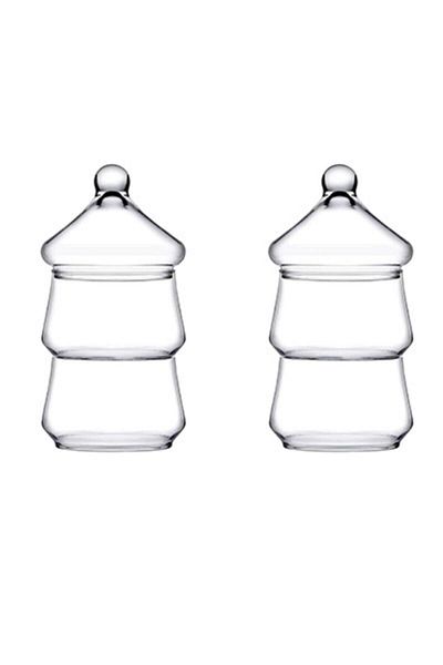 Paşabahçe 2 Pieces 96816 Villa Patisserie Sugar Bowl, Jam Bowl, Cookie Bowl Large Storage Container
