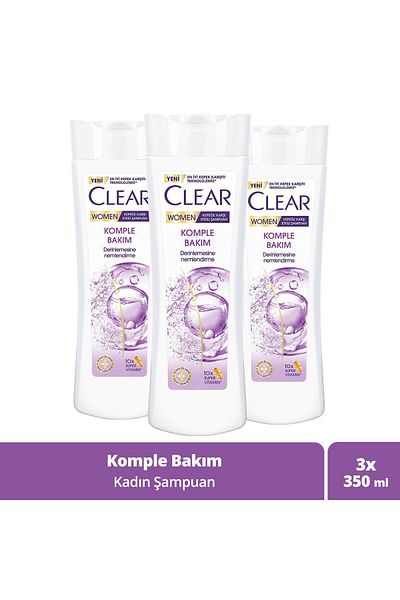 Clear 350 ml X3 Women Shampoo - Complete Care Effective Against Dandruff