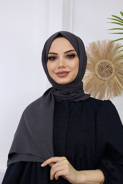 feronis Hijab Women's Cotton Jazz Shawl Model _ Anthracite