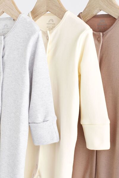 Next Baby 100 Cotton Cream 3 Pieces Sleep Suit