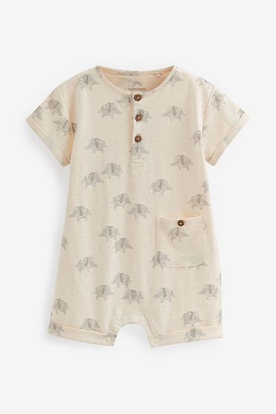 Next Baby Monochrome Elephant Romper Set of 3 - 100 Cotton