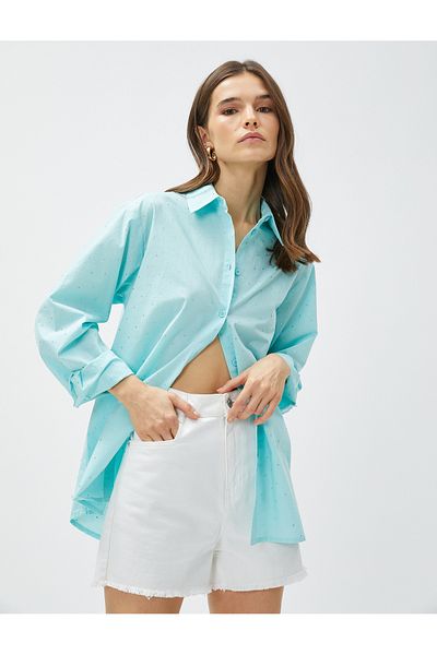 Koton Oversize Stone Shirt Long Sleeve Cotton