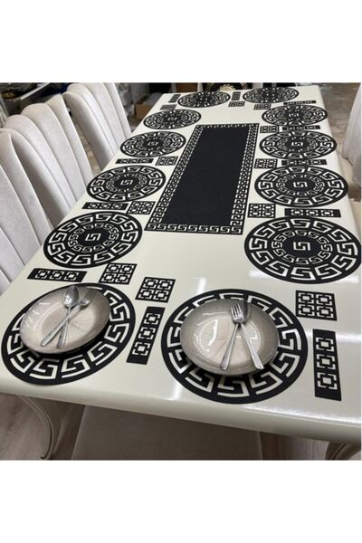 SEHARA Runner/amerikan Servis/suppla/12 Kişilik (37 Parça) S.deri Yemek Sunum Takımı