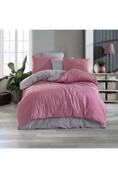 MODELHOME Almira Double Cotton Double Color Duvet Cover Set (PILLOW CASE BED SHEET QUILT COVER)