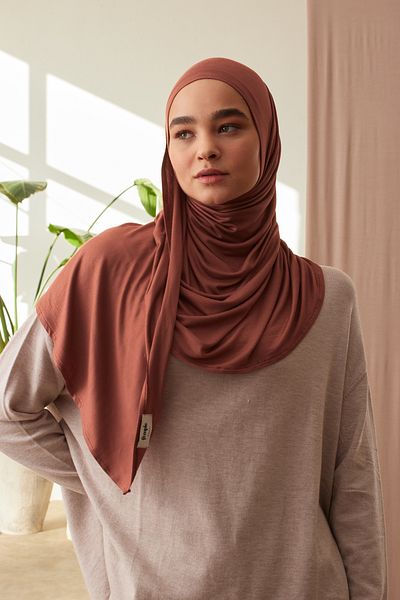 Femple Modest Practical Premium Jersey Shawl |   Color: Red Red |   Size: Adult |   Chin Stitched |   Instant Hijab
