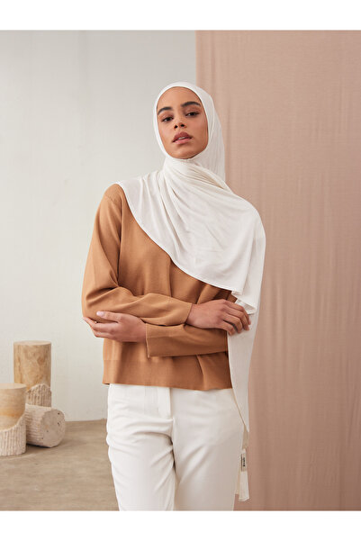 Femple Modest Σάλι Ivory Premium Jersey - Ενήλικες, Ραμμένο στο πηγούνι, Στιγμιαίο Hijab