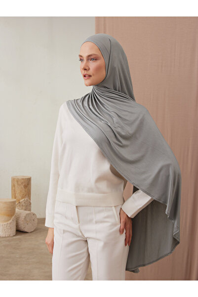 Femple Modest Πρακτικό σάλι ζέρσεϊ Premium | Χρώμα: Γκρι Πράσινο | Μέτρο: Ενήλικος | Ραμμένο με πηγούνι | Στιγμιαίο Hijab