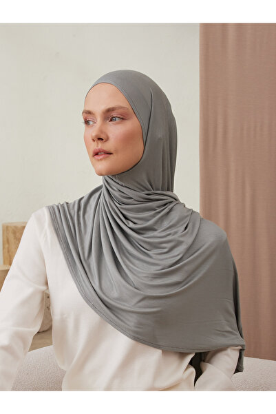 Femple Modest Πρακτικό σάλι ζέρσεϊ Premium | Χρώμα: Γκρι Πράσινο | Μέτρο: Ενήλικος | Ραμμένο με πηγούνι | Στιγμιαίο Hijab