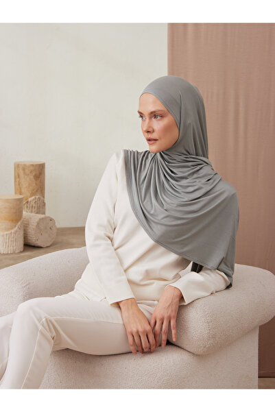 Femple Modest Πρακτικό σάλι ζέρσεϊ Premium | Χρώμα: Γκρι Πράσινο | Μέτρο: Ενήλικος | Ραμμένο με πηγούνι | Στιγμιαίο Hijab