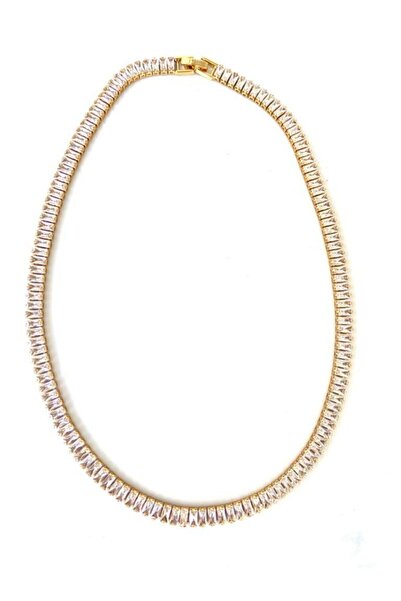 My Karma Store Zirkon Kesme Taşlı Altın Kaplama Su Yolu Choker Kolye Gold