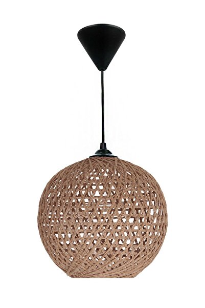 Genel Markalar Ip Başlık Tekli Sarkıt Avize Jüt Kahve Başlık Siyah Duy