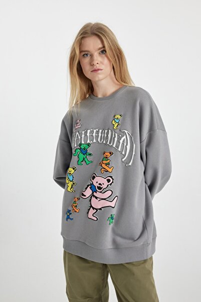 DeFacto Hanorac imprimat supradimensionat dintr-o bucată - decolteu, țesătură groasă B3029ax23wn