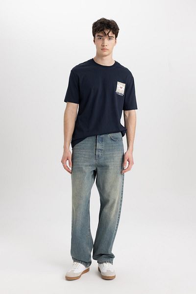 DeFacto T-Shirt mit Rundhalsausschnitt und normaler Passform, bedruckt, C2081ax24sm