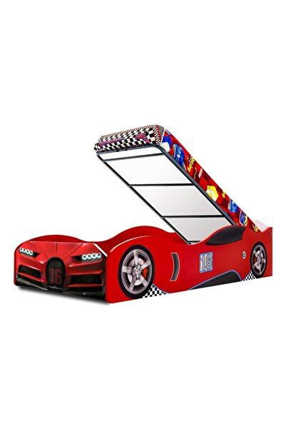 inegoldeneve S1 - Bmw - Eko - Arabalı Yatak Araba Karyola - Kırmızı - Bazalı