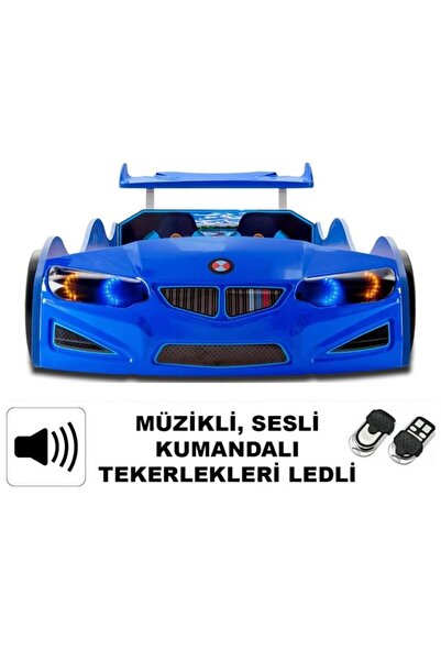 inegoldeneve BMW - M7 - Mavi Arabalı Yatak, Kumandalı, Işıklı, Sesli