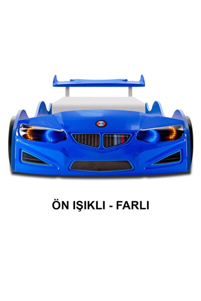 inegoldeneve Bmw - Eko - Arabalı Yatak Araba Karyola - Ön Farlı - Mavi