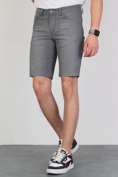 HLT JEANS Geschliffene, bequem geschnittene, flexible, graue Denim-Jeansshorts aus Lycra für Herren Hlt1944k