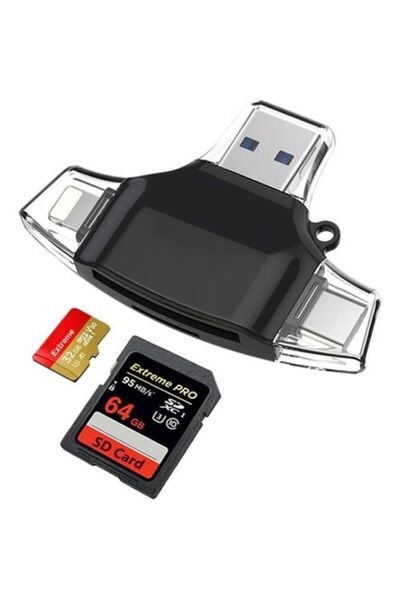 Daytona Hc06 Lightning Usb Type-c Micro To Sd Tf Kart Okuyucu Çevirici Hub Ad...