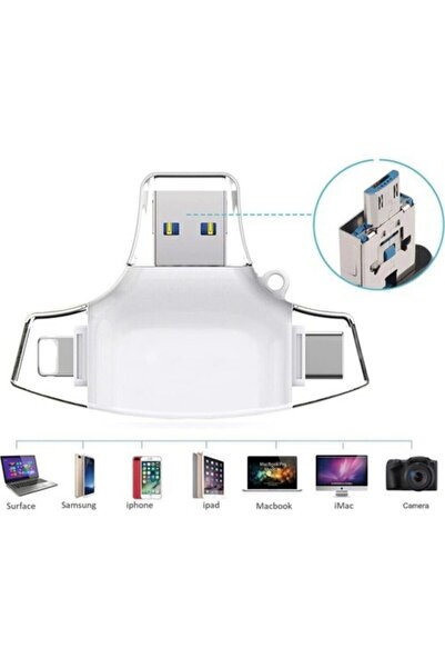 Daytona Hc06 Lightning Usb Type-c Micro To Sd Tf Kart Okuyucu Çevirici Hub Adapter