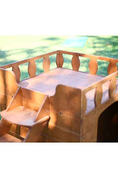 MANDU Ahşap Dublex Köpek Kulübesi (teraslı)