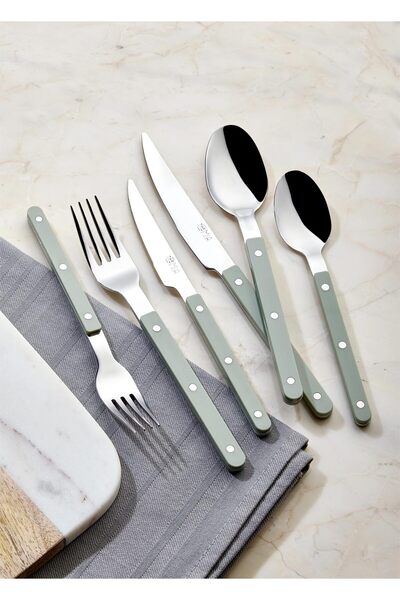 The Mia Comida Fork Spoon Knife Set Green 36 Pieces