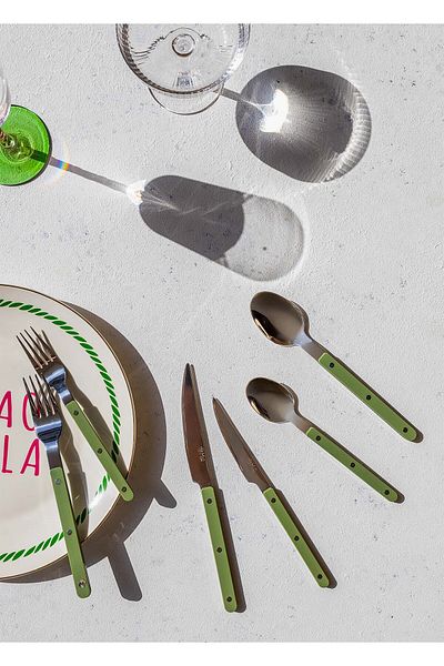 The Mia Comida Fork Spoon Knife Set Green 36 Pieces