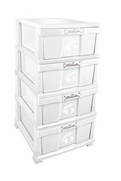 Genel Markalar Büyük Boy Düz Beyaz Plastik Çekmeceli 4 Katlı Sebzelik Komidin...