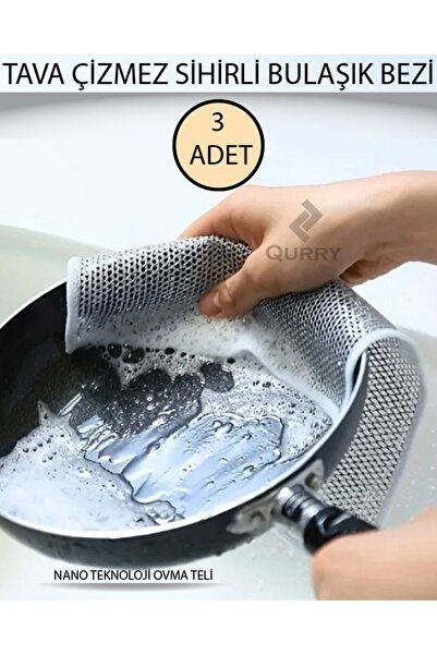 QURRY 3 Adet , Çizmez Ovma Teli, Teflon Çizmez, Çizmez Bulaşık Teli, İnox Tel...
