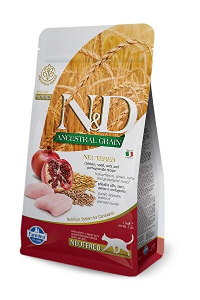 N&D 5 kg Neutered Anc.gra. Az Tahıllı Tavuk Kılçıksız Buğday Yulaf Nar Yetişk...