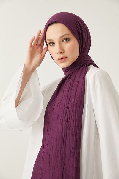 FRESCO SCARFS Γυναικείο Hijab Bamboo Kraş Shawl*μωβ