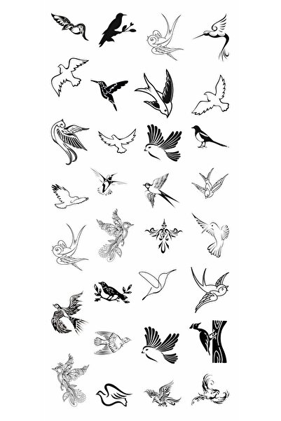 Trendonline Minimal Kuşlar Geçici Vücut Dövmesi