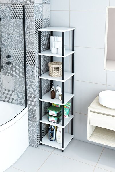Modalanka 6 Raflı Kare Banyo Dolabı Havluluk Banyo Kileri Banyo Düzenleyici, ...