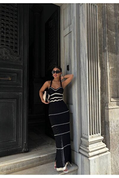 Gallogi Ajurlu Askılı Maxi Boy Astarsız Elbise