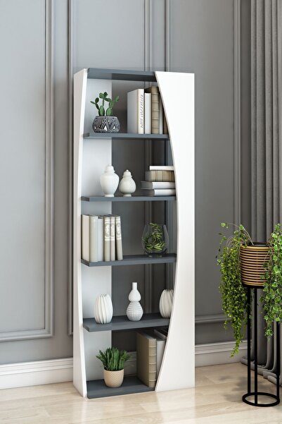 Modalanka İskandinav Model 6 Raflı Kitaplık Dekoratif Salon Kitaplığı Ofis Ki...
