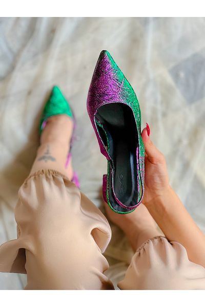 irmona MARIA VERDE PURPLE DEGRADATĂ SANDALE CU TOC PANTOF