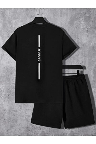 DAXİS Sportwear Company طقم شورت رجالي مقاس كبير مطبوع باللون الأبيض من King