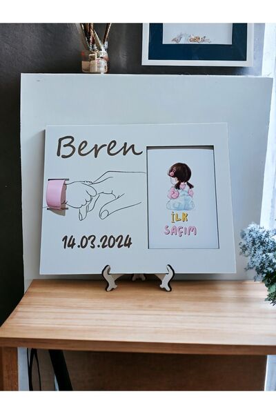 My Kids Room İlk Saçım Çerçevesi Bebek Anı Kartı Ile Bebeğimin Ilk Saç Hatıra...