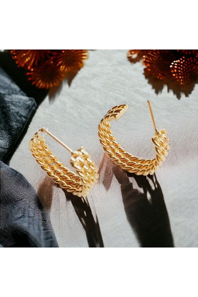 Rapithwin Straw Gold - Stainless Tarnish Stainless Steel Earrings