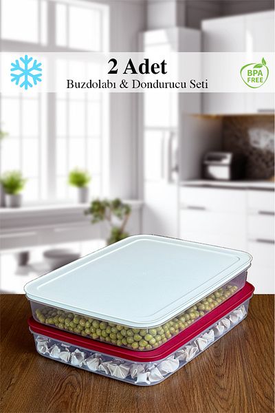 Mutfak Köşesi 2-Piece Mix Refrigerator Organizer - 2600 ml Storage Container for Microwave, Freezer and Freezer