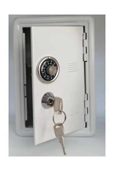 Generic Brand Lockable Safe Box with Piggy Bank Key Metal Money Box - White