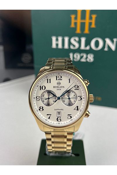 Hislon Men's Classic Wristwatch with Numbers 44mm Sapphire (Anti-Scratch) Glass 10 Atm Waterproof