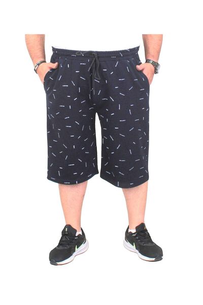 MocGrande Plus Size Men's Combed Cotton Shorts - Justice 24645 NAVY BLUE