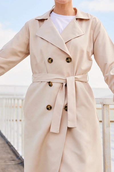 Melff Black Double Breasted Collar Trench Coat