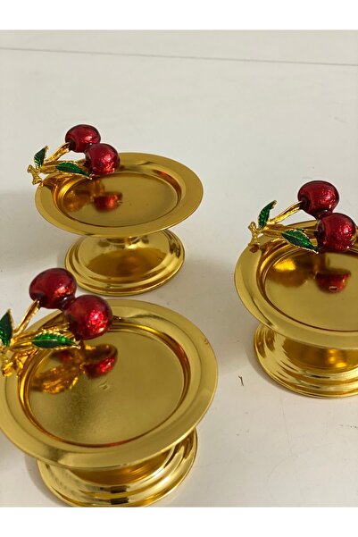 Elzem DECORATIVE GOLD COLOR 3-PIECE CHERRY MAKARON STOVE DELIGHT
